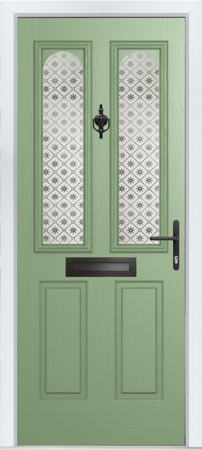 Handles and hardware for composite front doors